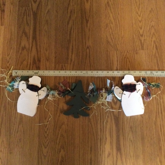 Snowman Christmas Tree Wooden 27” Long Swag Decor - Picture 4 of 6